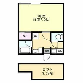 ベイルーム弘明寺Ⅱ(1K/2階)の間取り写真