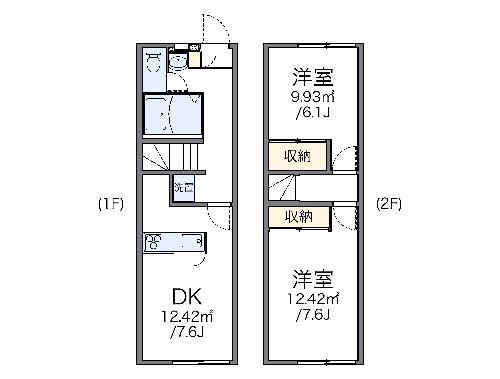 レオパレス湘南B(2DK/1階)の間取り写真