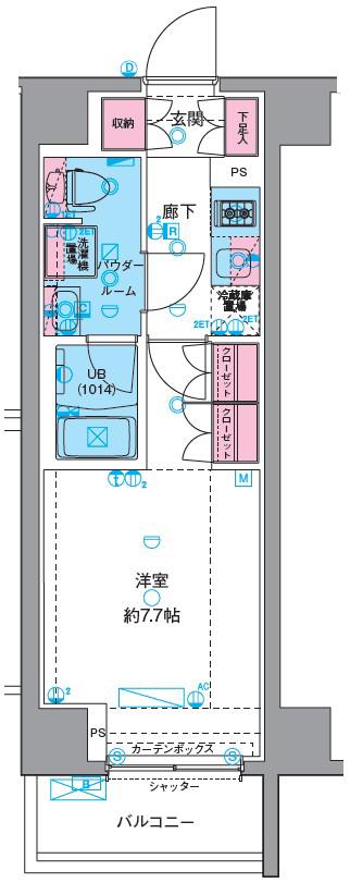 GENOVIA南千住ⅥSKYGARDEN(1K/1階)の間取り写真