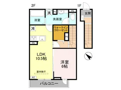 ΣRESIDENCE歌川町 B棟(1LDK/2階)の間取り写真