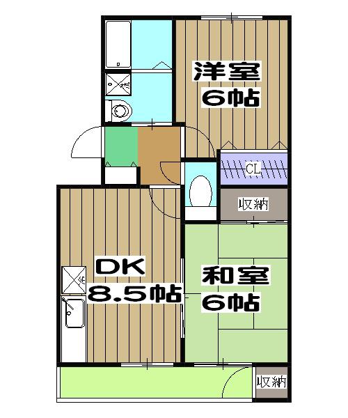 シャトレーヌ桂A棟(2DK/3階)の間取り写真
