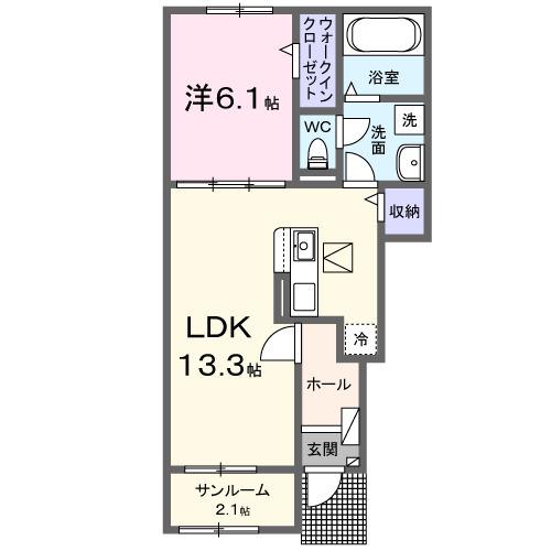 カーサ ルミノーゾ(1LDK/1階)の間取り写真