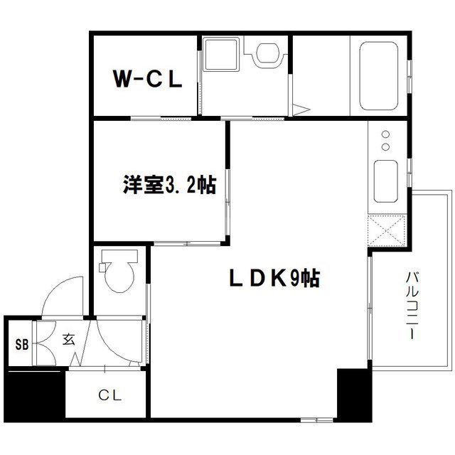 TRUSTMAN HORIE(1LDK/3階)の間取り写真