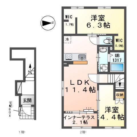 南区要町A(2LDK/2階)の間取り写真