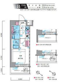 GENOVIA川崎ⅡSKYGARDEN(1K/2階)の間取り写真