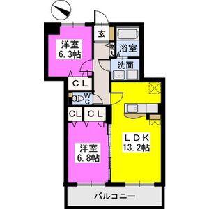 ステラ空港前(2LDK/2階)の間取り写真
