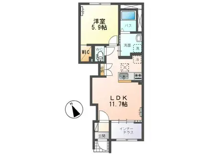 水戸市笠原町アパート(1LDK/1階)の間取り写真