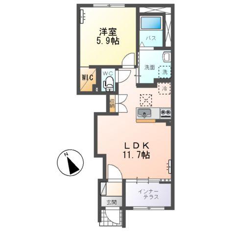 水戸市笠原町アパート(1LDK/1階)の間取り写真