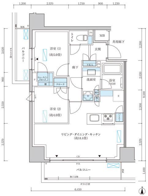 パークアクシス池袋イースト(2LDK/12階)の間取り写真