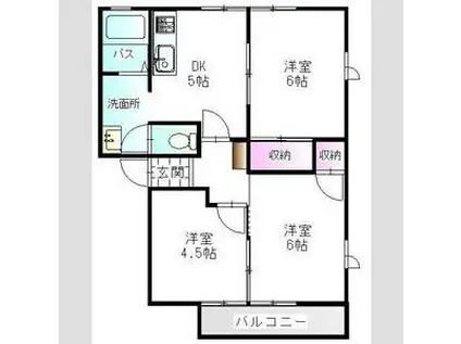 メゾンドールK B棟(3DK/2階)の間取り写真