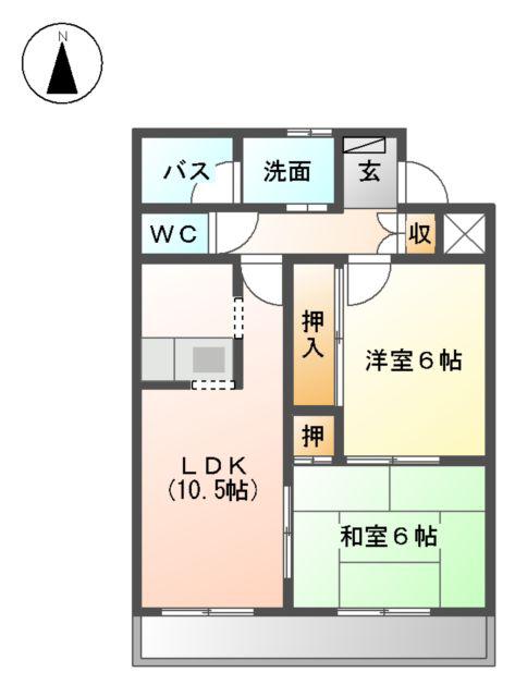 サンレジデンス江西(2LDK/1階)の間取り写真