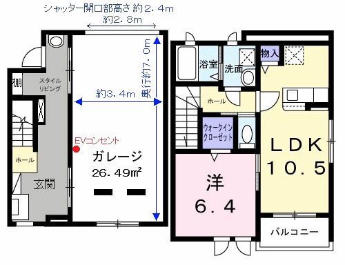 ベルシェールⅡ(1LDK/1階)の間取り写真