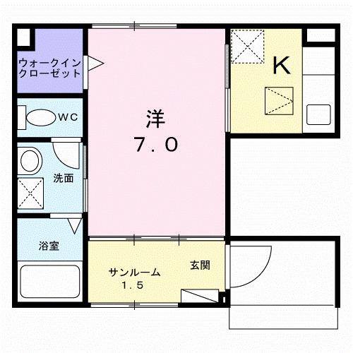 ヴェルディアーレ Ⅰ(1K/1階)の間取り写真