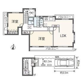 東急世田谷線 松原駅(東京) 徒歩6分 2階建 築32年(2LDK)の間取り写真