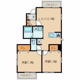 ブライトコートⅢ(2LDK/1階)の間取り写真