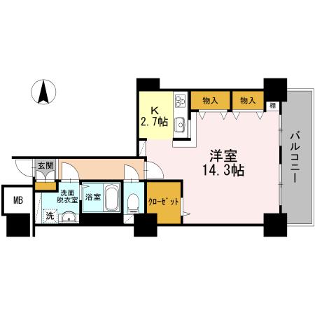 品川シーサイドビュータワー1(1K/21階)の間取り写真