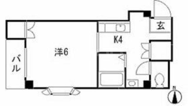 リブラル2(1K/4階)の間取り写真
