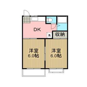 八柱ハイツ(2K/2階)の間取り写真