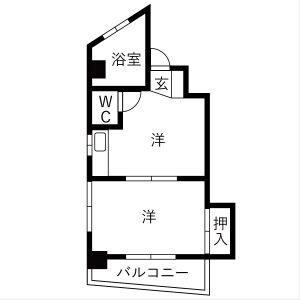 こうづかハイツ(1K/4階)の間取り写真