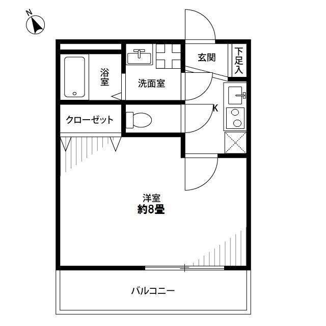 アムールIYAMA Ⅱ(1K/2階)の間取り写真