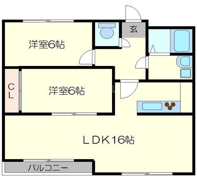 第37長栄クレメント五条(2LDK/4階)の間取り写真