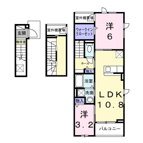 クレードル(2LDK/3階)の間取り写真