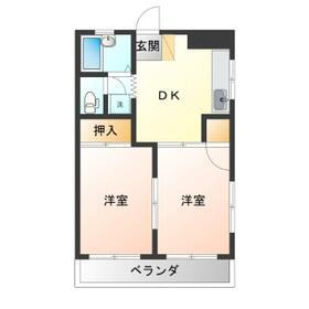 サンハイツPART1(2DK/3階)の間取り写真