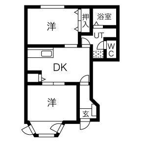 サンフォレスタ21(2DK/1階)の間取り写真