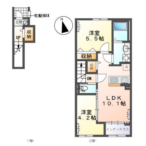 針ヶ谷町アパート(2LDK/2階)の間取り写真