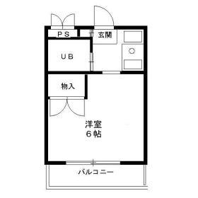 シャインハイム草加新田1(ワンルーム/2階)の間取り写真