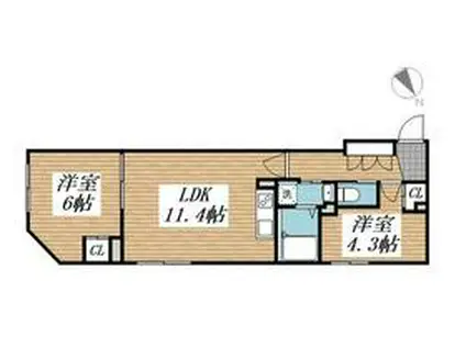 CREAL文京千石Ⅱ(2LDK/3階)の間取り写真