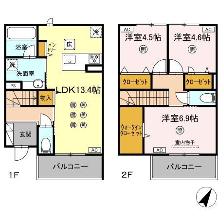 D-ROOMサンライズ　B棟(3LDK)の間取り写真