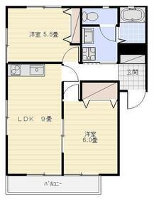 KS壱番館(2LDK/2階)の間取り写真
