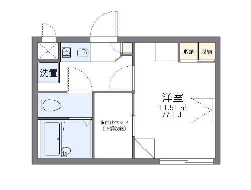 レオパレス船頭場(1K/1階)の間取り写真