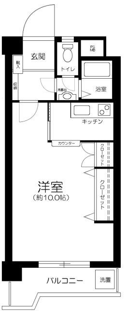 四谷坂町永谷マンション(1K/10階)の間取り写真