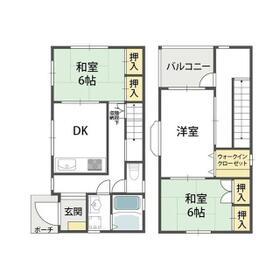 大阪メトロ谷町線 千林大宮駅 徒歩9分 2階建 築26年(3DK)の間取り写真