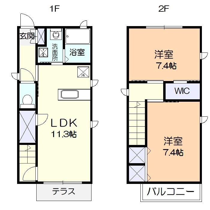 東海道本線 平塚駅 バス乗車時間：10分 南原バス停で下車 徒歩1分 2階建 築8年(2LDK)の間取り写真
