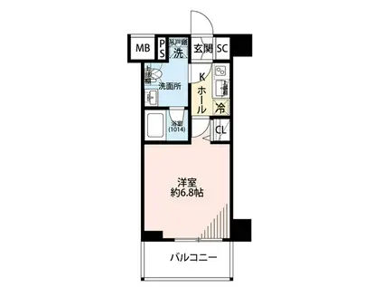 プレール・ドゥーク横濱子安(1K/7階)の間取り写真