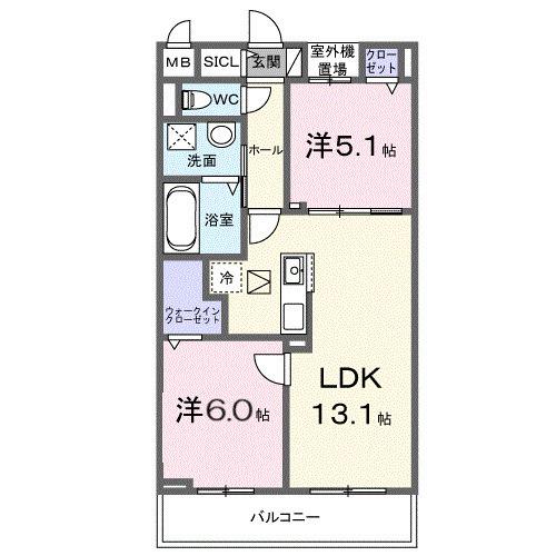 コスモステラス ウエスト(2LDK/1階)の間取り写真
