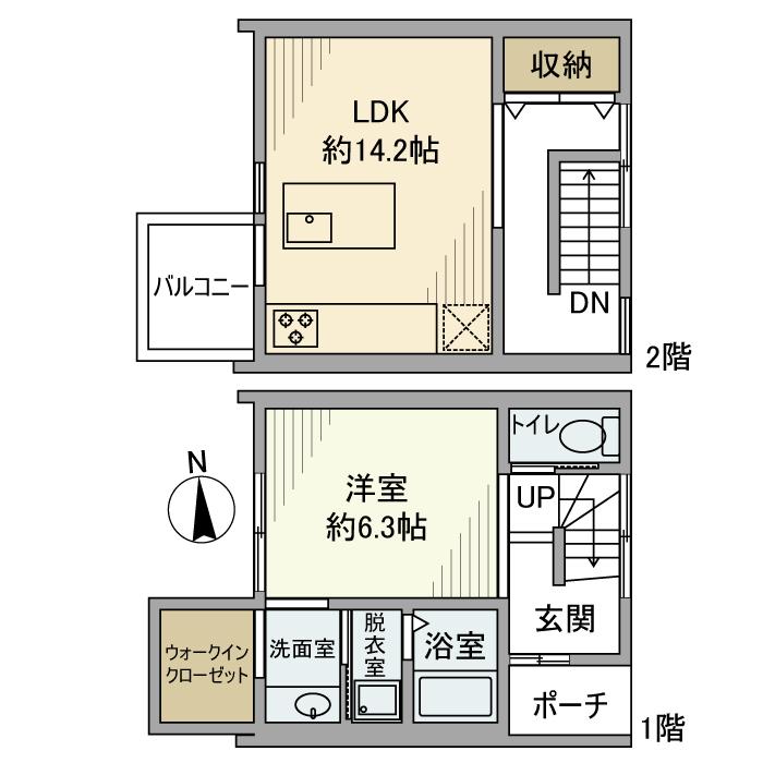 阪急電鉄京都線 西院駅(阪急) 徒歩9分 2階建 築73年(1LDK)の間取り写真