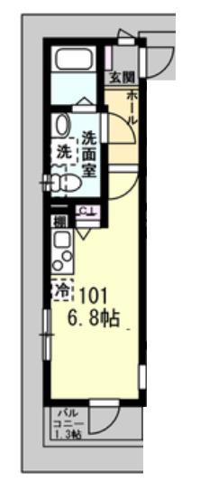 T&FレジデンスⅥ(1K/1階)の間取り写真