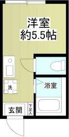 ヒルズ白幡仲町Ⅱ(ワンルーム/1階)の間取り写真