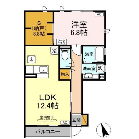 シエルツリーⅡ(1LDK/1階)の間取り写真