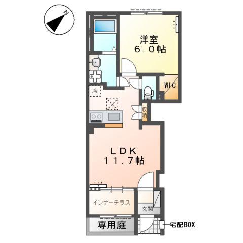 江田町アパート(1LDK/1階)の間取り写真