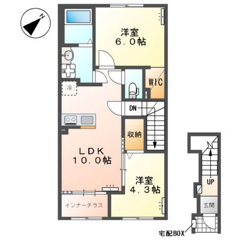 江田町アパート(2LDK/2階)の間取り写真