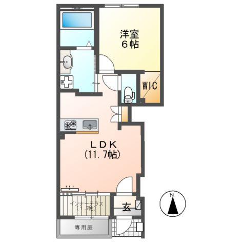 西塚町2丁目アパート(1LDK/1階)の間取り写真