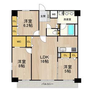 セノアタワー新大阪(3LDK/15階)の間取り写真