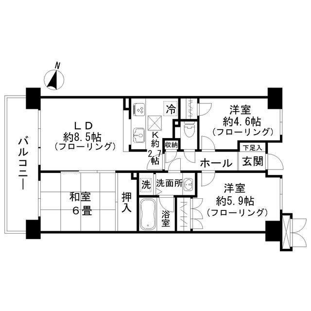 萩山パークホームズ(3LDK/1階)の間取り写真