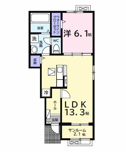 ベル ゼータ(1LDK/1階)の間取り写真