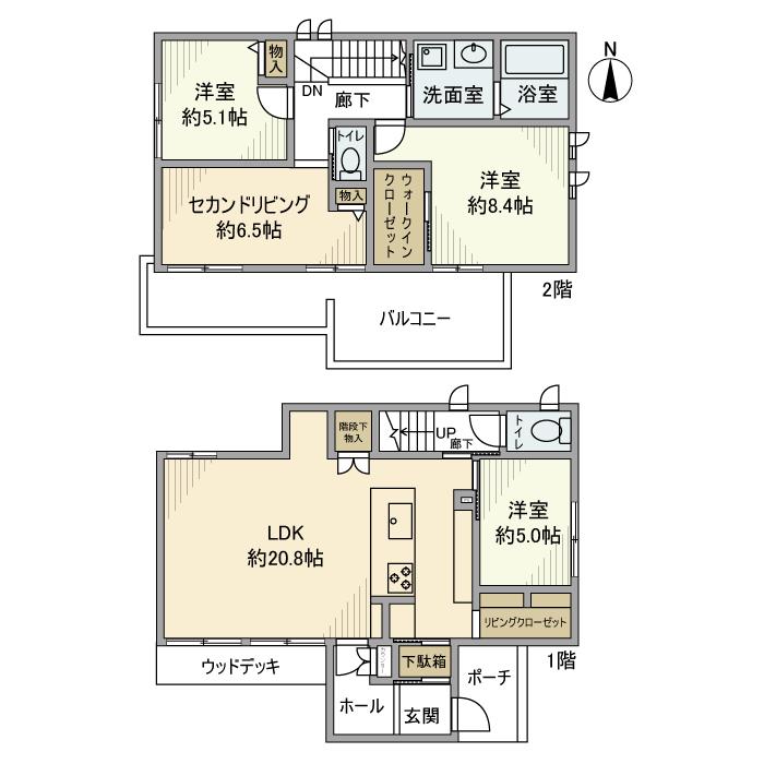 名鉄名古屋本線 前後駅 徒歩11分 2階建 築7年(3LDK)の間取り写真